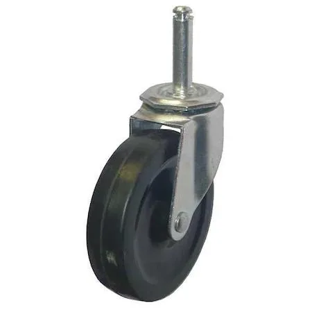 Zoro Select 4 inch rubber swivel stem caster with zinc plated steel frame