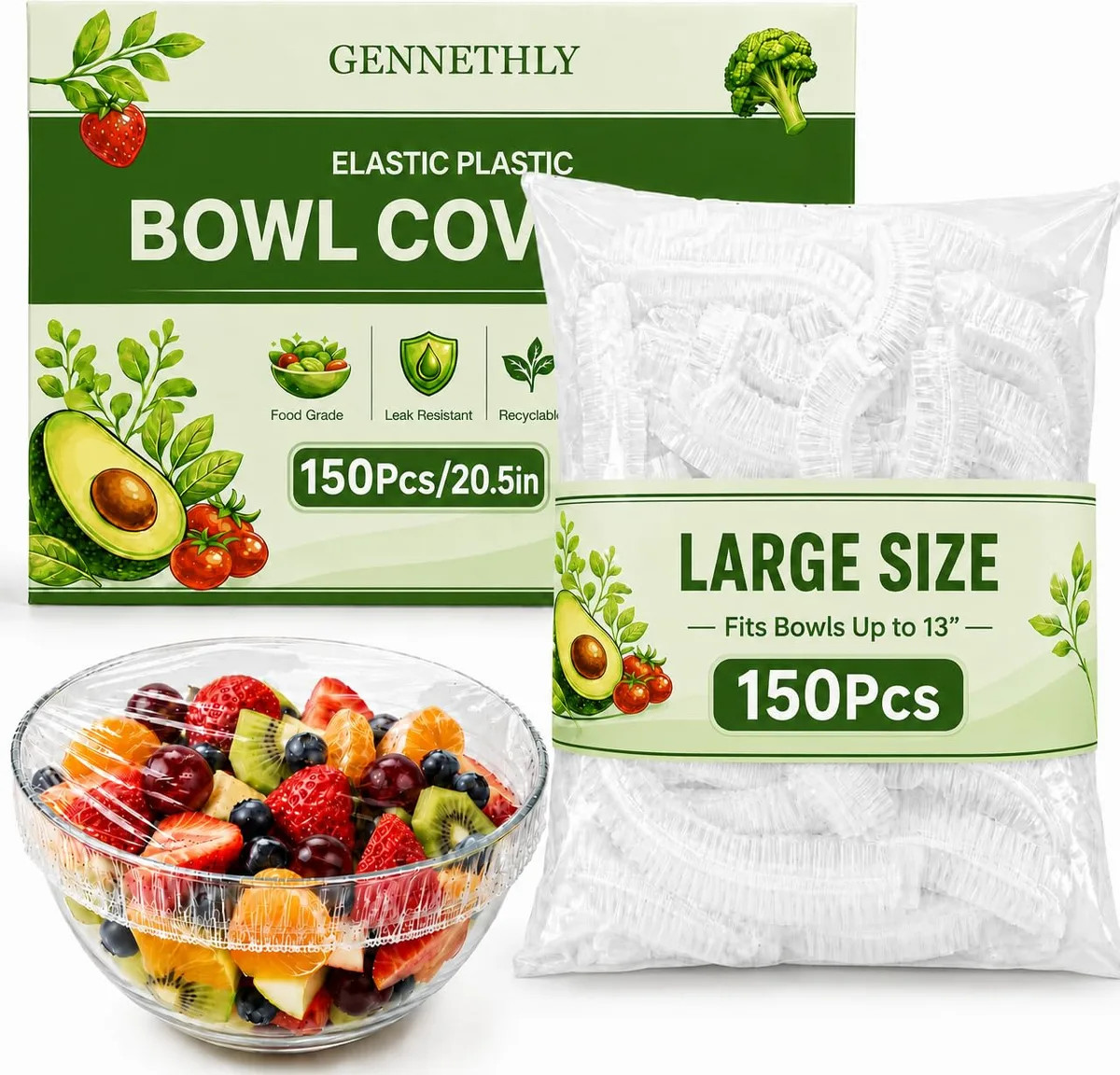 Clear plastic bowl covers with elastic edges stacked in bulk pack
