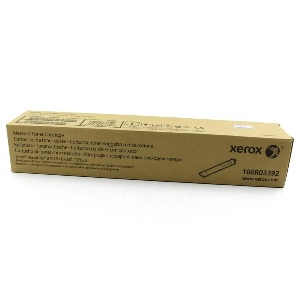 Sealed black Xerox toner cartridge box labelled 106R03392