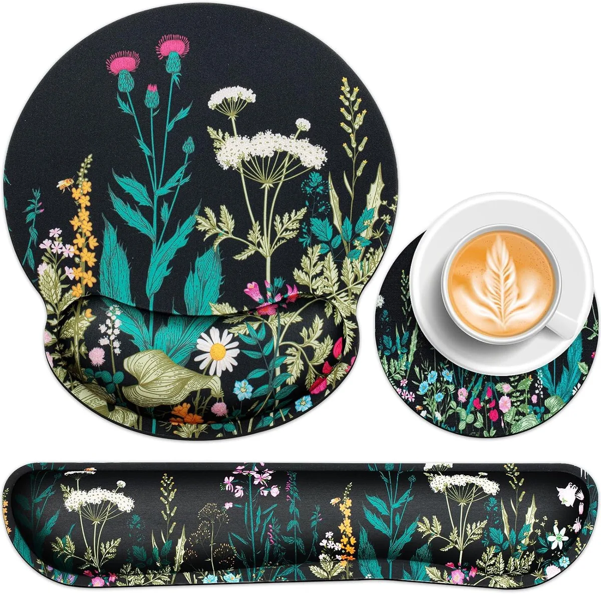 Kenuco Kenuco Qomolama 3-in-1 Floral Mouse Pad Set — product photo