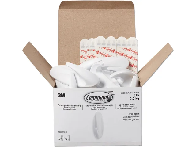 3M 3M 17083S16NA Designer Hooks, White, 16 Hooks, 24 Strips — product photo