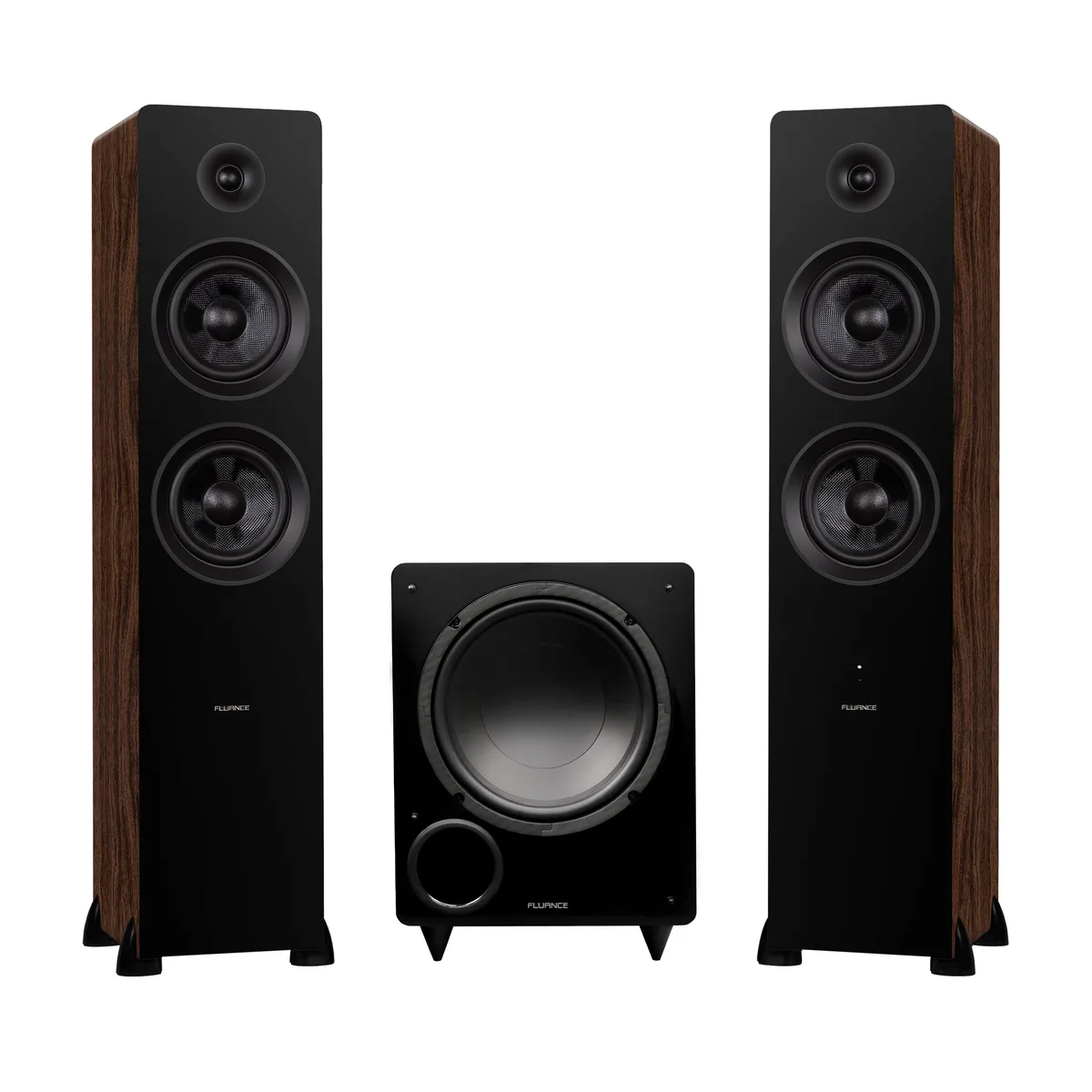 Fluance Fluance AI81BDB10W 150W Powered Tower Speakers with DB10 10" Subwoofer and 15ft Cable (Natural Walnut) — product photo