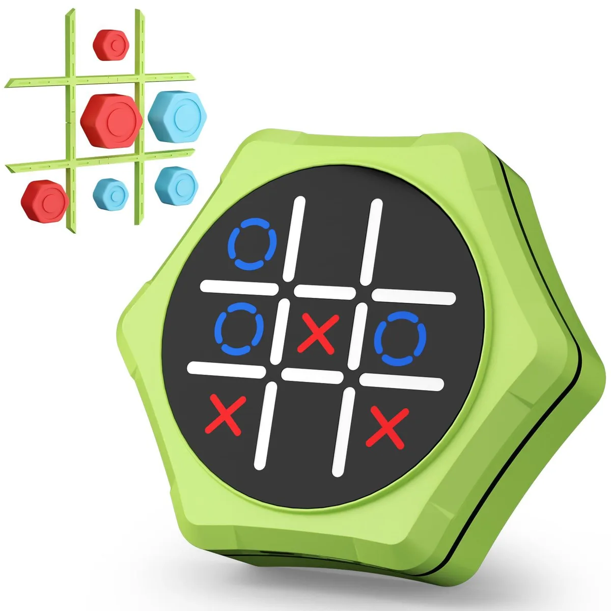  Worry Free Gadgets Fun-Tic-Tac-Toe 5-in-1 Handheld Game Green — product photo