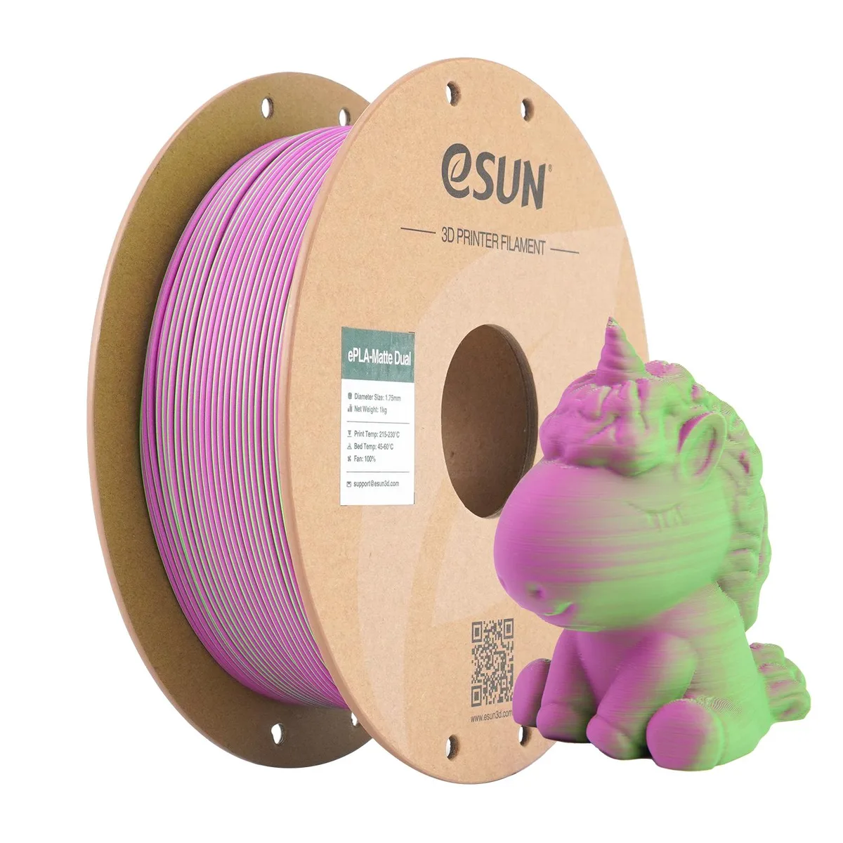 eSUN eSUN Dual Color Matte PLA Filament 1.75mm 1KG Green Pink — product photo