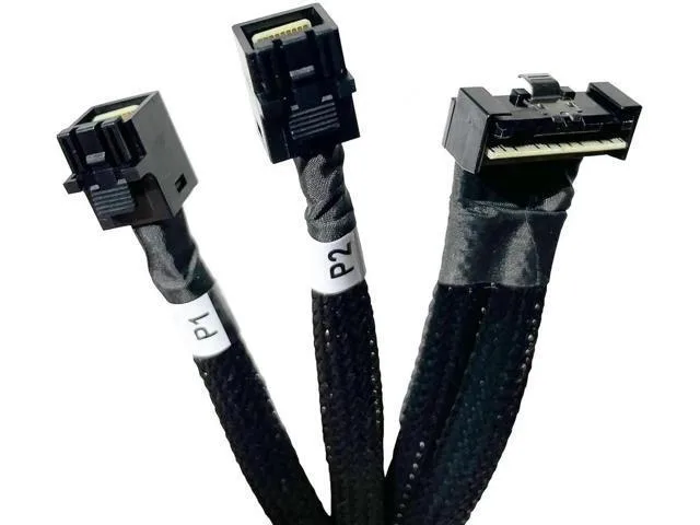 Fervit Fervit 80cm SlimSAS LP 8X to 2x MiniSAS HD 4X SFF8654 LP 74Pin to 2x SFF8643 36Pin Cable — product photo