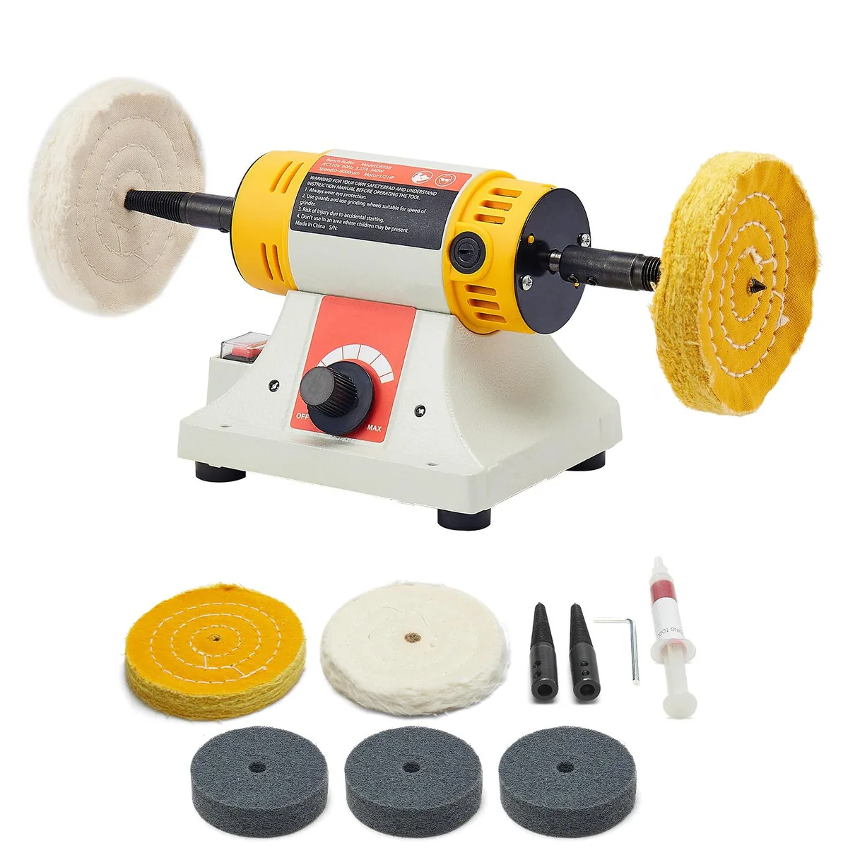 VEVOR VEVOR DR75B Bench Buffer Polisher 1/2HP 0-8000RPM 3.27A — product photo