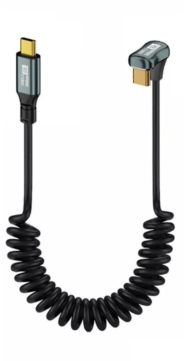 SMUGDESK SMUGDESK 180° Angled Coiled USB-C to USB-C Cable USB 3.2 20Gbps PD 100W 8K@60Hz 6ft — product photo