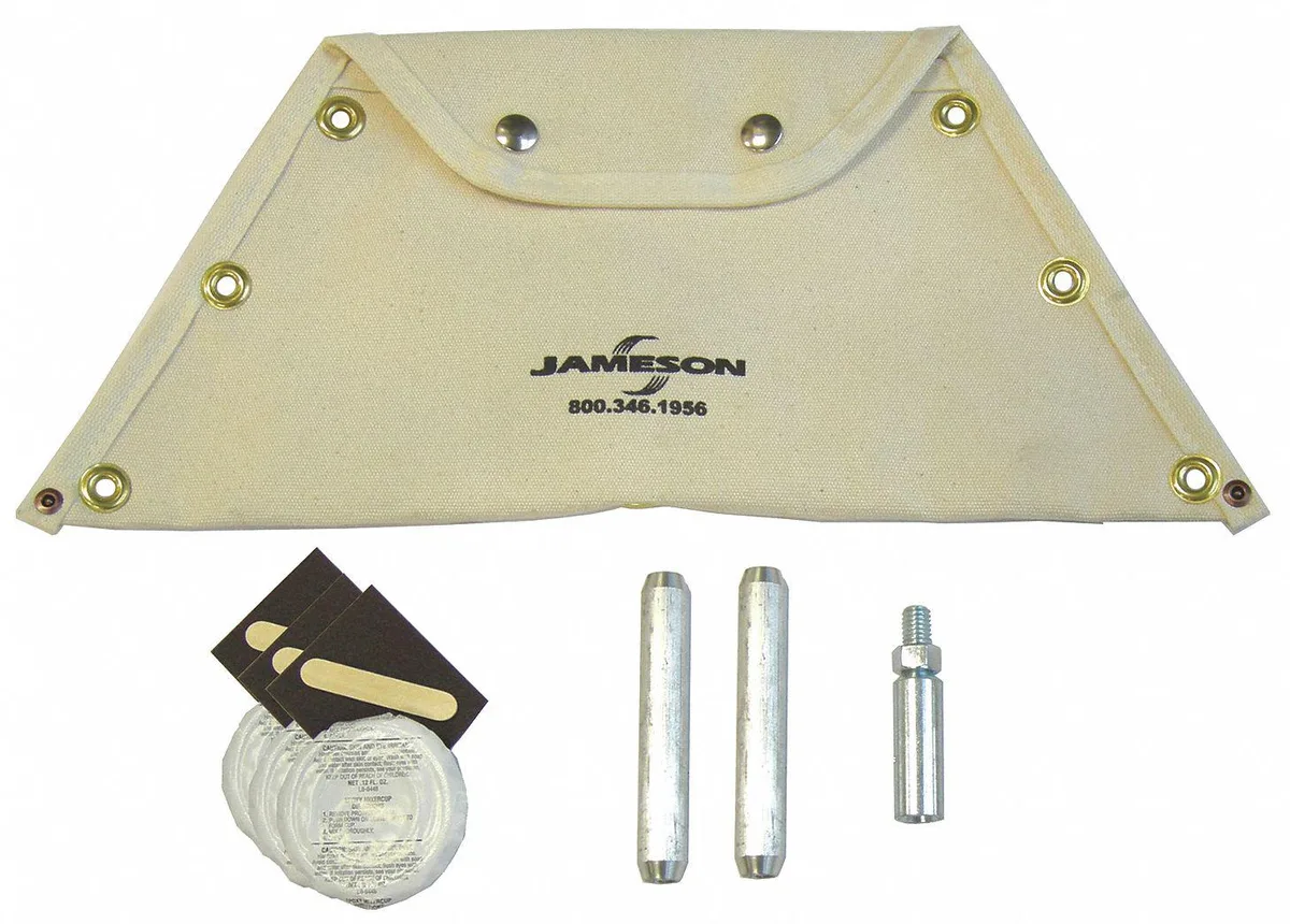 Canvas pouch with ferrules, emery cloths, epoxy sets, 8 in tool length