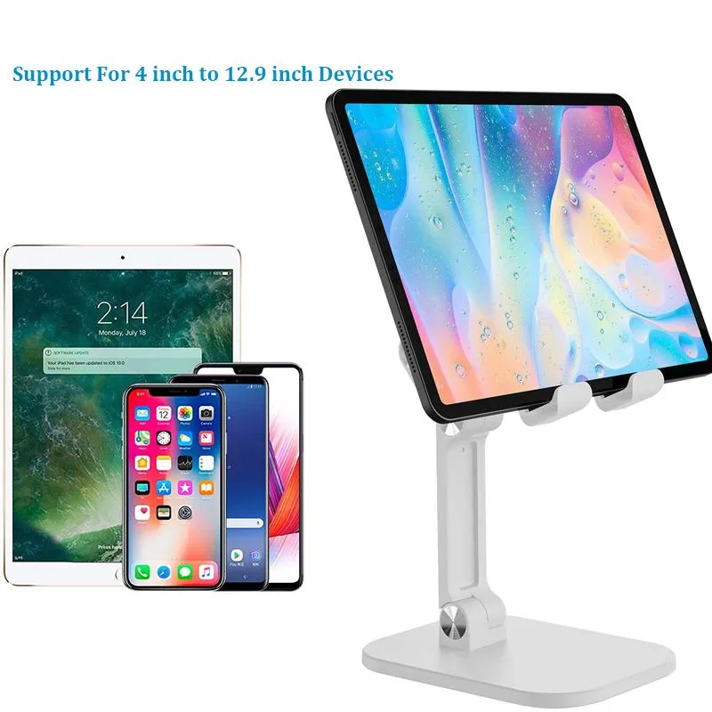 Jansicotek Jansicotek Upgraded PH2 Angle Height Adjustable Desktop Phone Holder Dock Stand White 4-12.9" 0-235° — product photo