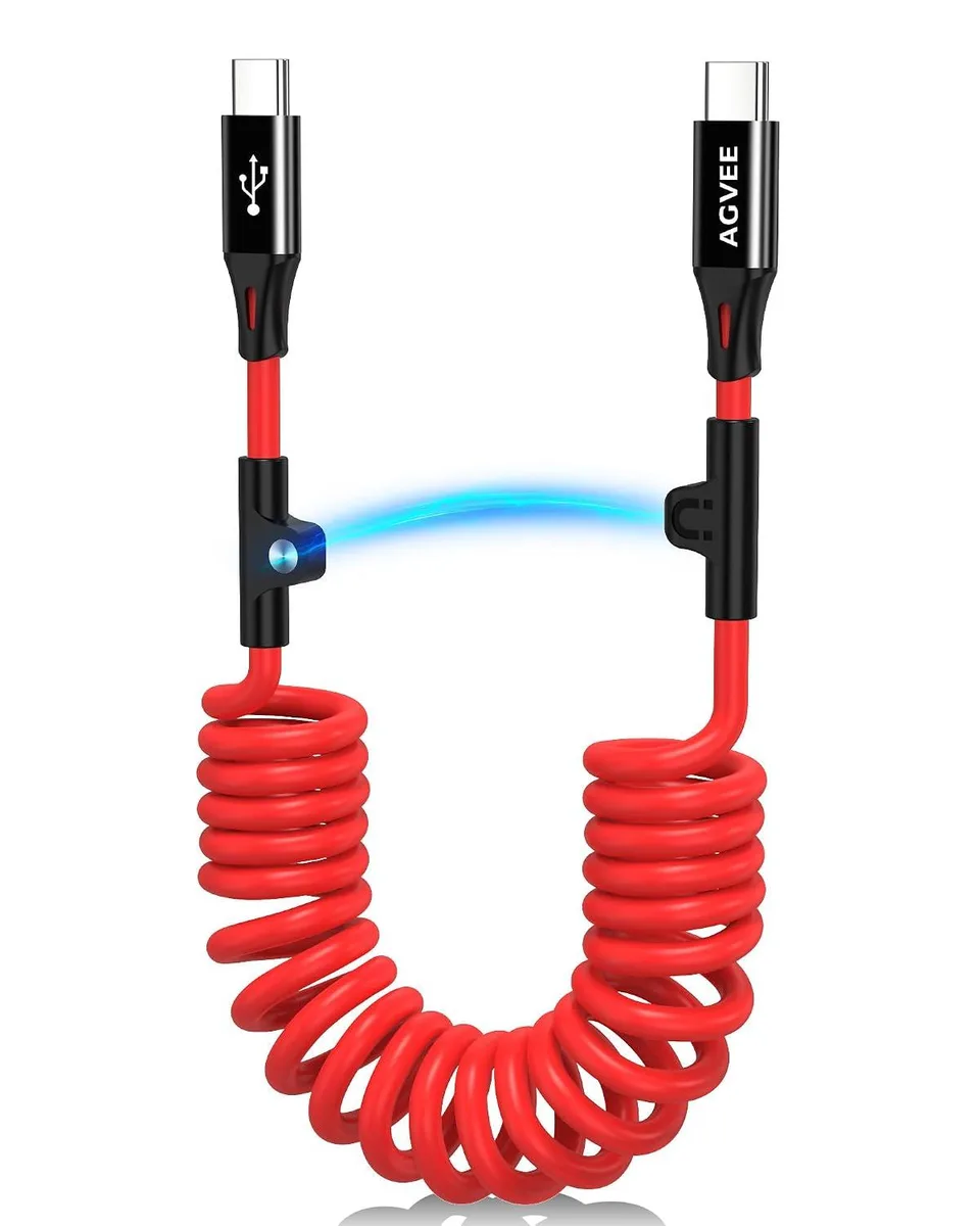 Mobee Mobee 2 Pack 3ft Coiled USB-C to USB-C Cable 60W USB-IF Certified Red — product photo