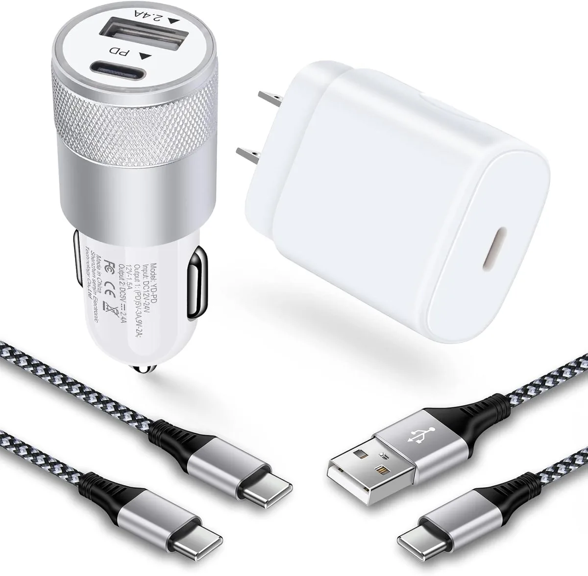 PISKEKAT PISKEKAT Super Fast Charger Kit 25W PD PPS Wall 32W Car 6FT C-C 3FT A-C Cable — product photo