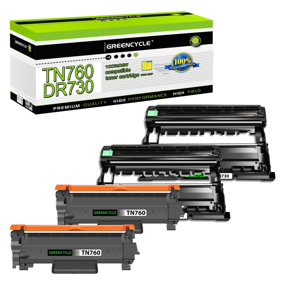 GREENCYCLE GREENCYCLE TN760 TN730 DR730 Toner Cartridge and Drum Unit 2 Pack — product photo