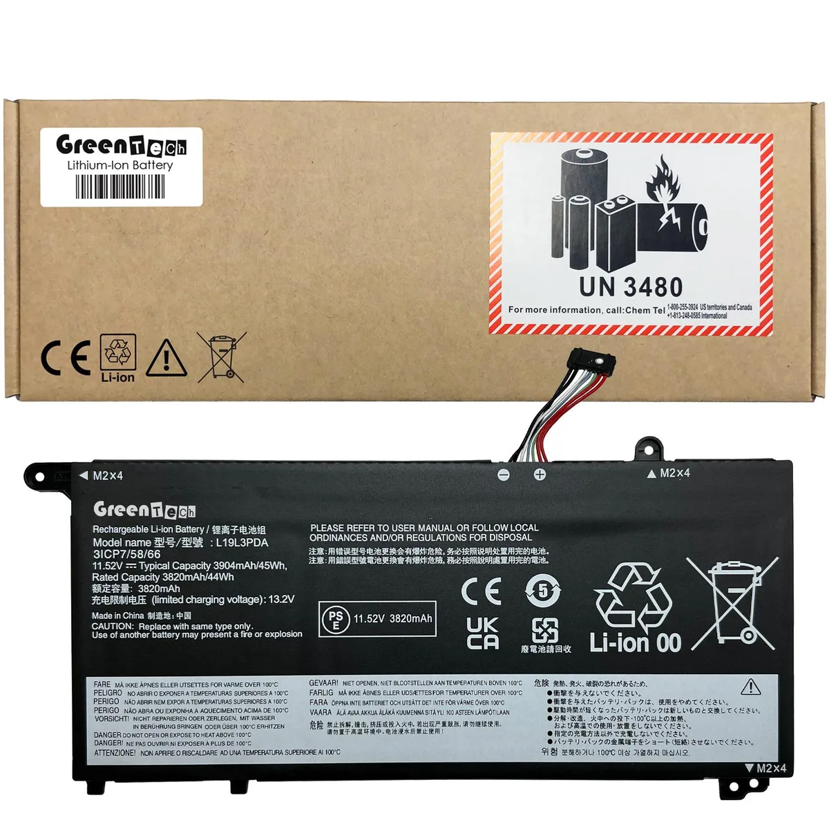 GreenTechLLC GreenTechLLC 5B10Z21197 L19D3PDA 45WHR 3 Cell Lithium-Ion Battery — product photo