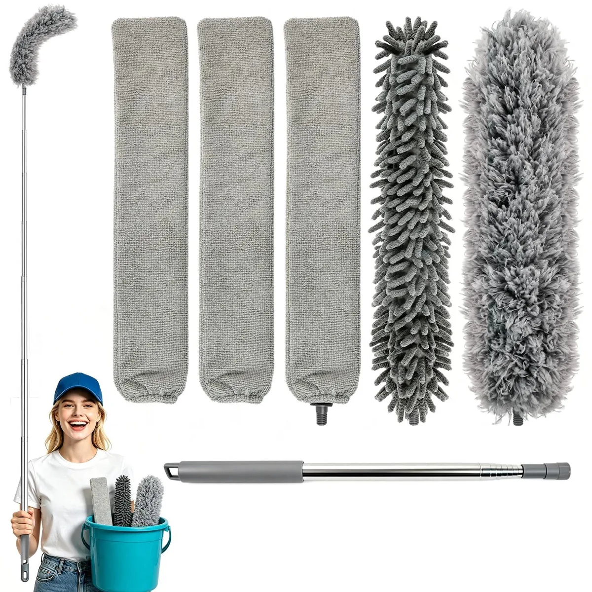  Microfiber Feather Duster 6-in-1 Kit cleaning kit — product photo