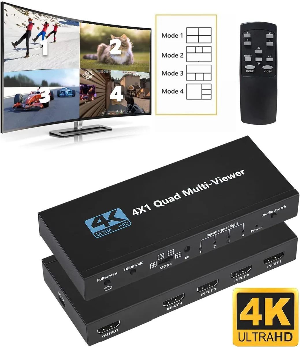 LUOM LUOM OZQF 4x1 HDMI Multi-Viewer 4K@30Hz Black — product photo