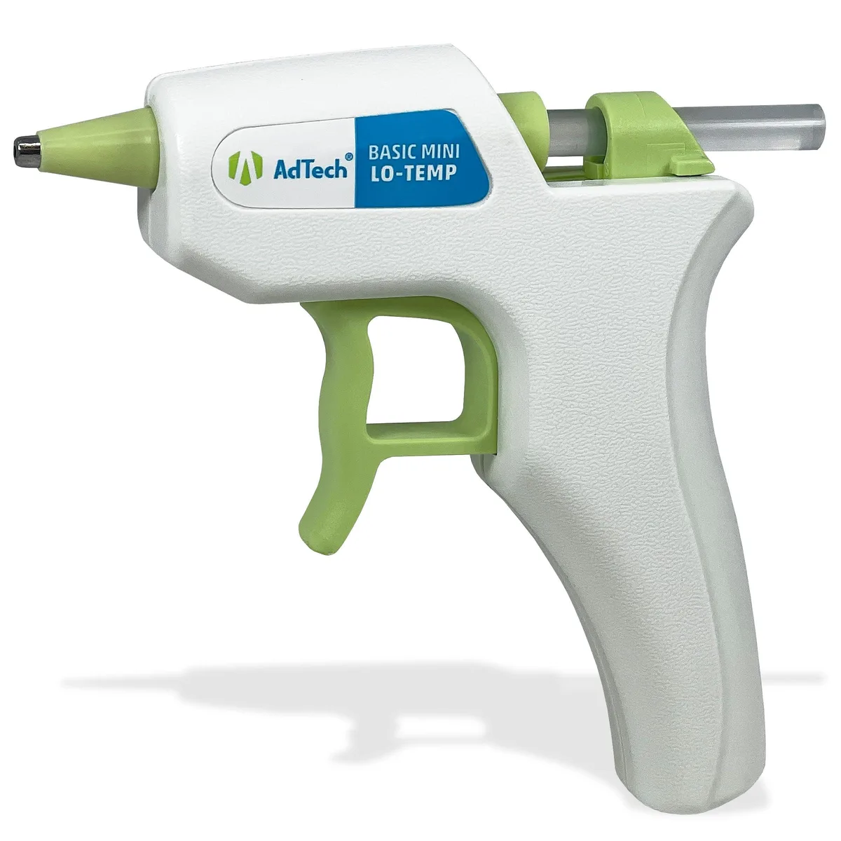 White corded mini glue gun with trigger and seven glue sticks