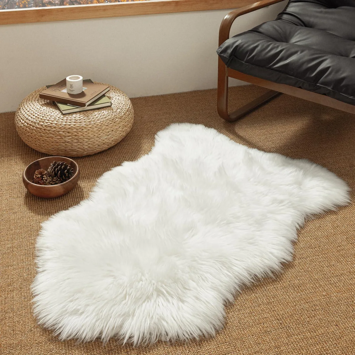  Safavieh Ashler X37-36 Faux Fur Runner Beige 3' x 5 — product photo