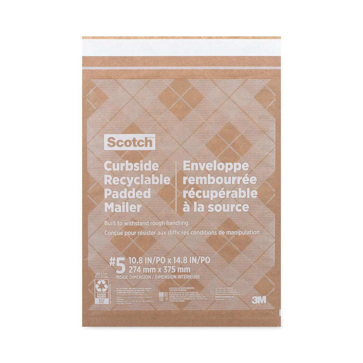 3M 3M 7100256598 #5 Self-Adhesive Kraft Padded Envelope 12 x 17.25 100/Carton — product photo