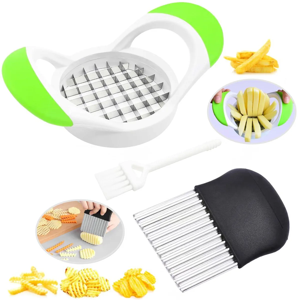 SOAZTAUM Crinkle Cutter & Fry Cutter 3-Piece Set — product photo