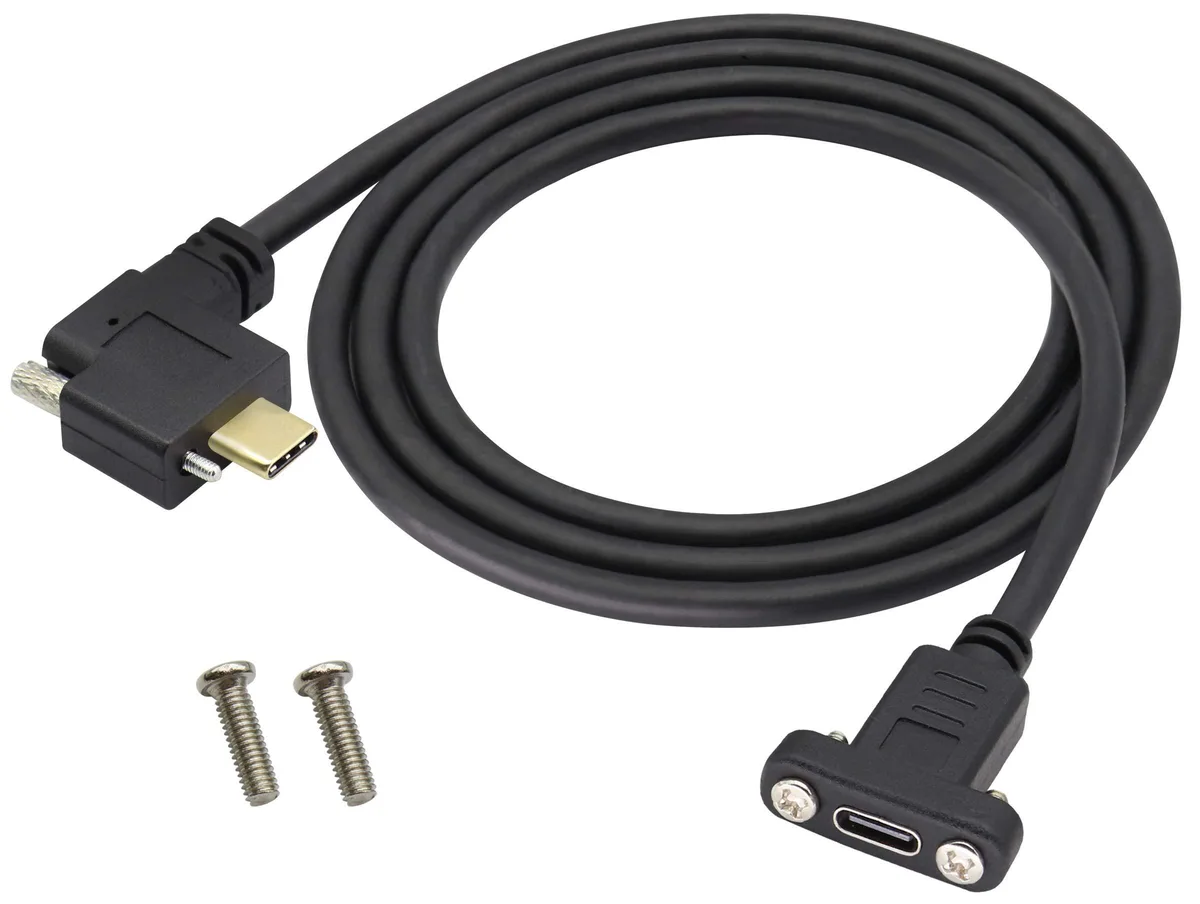 BUCIER BUCIER 90 Degree USB 3.1 Type C Panel Mount Cable 1m/3ft Right Angle Male to Female Gen 2 10Gbps 4K 60Hz 2.2A — product photo