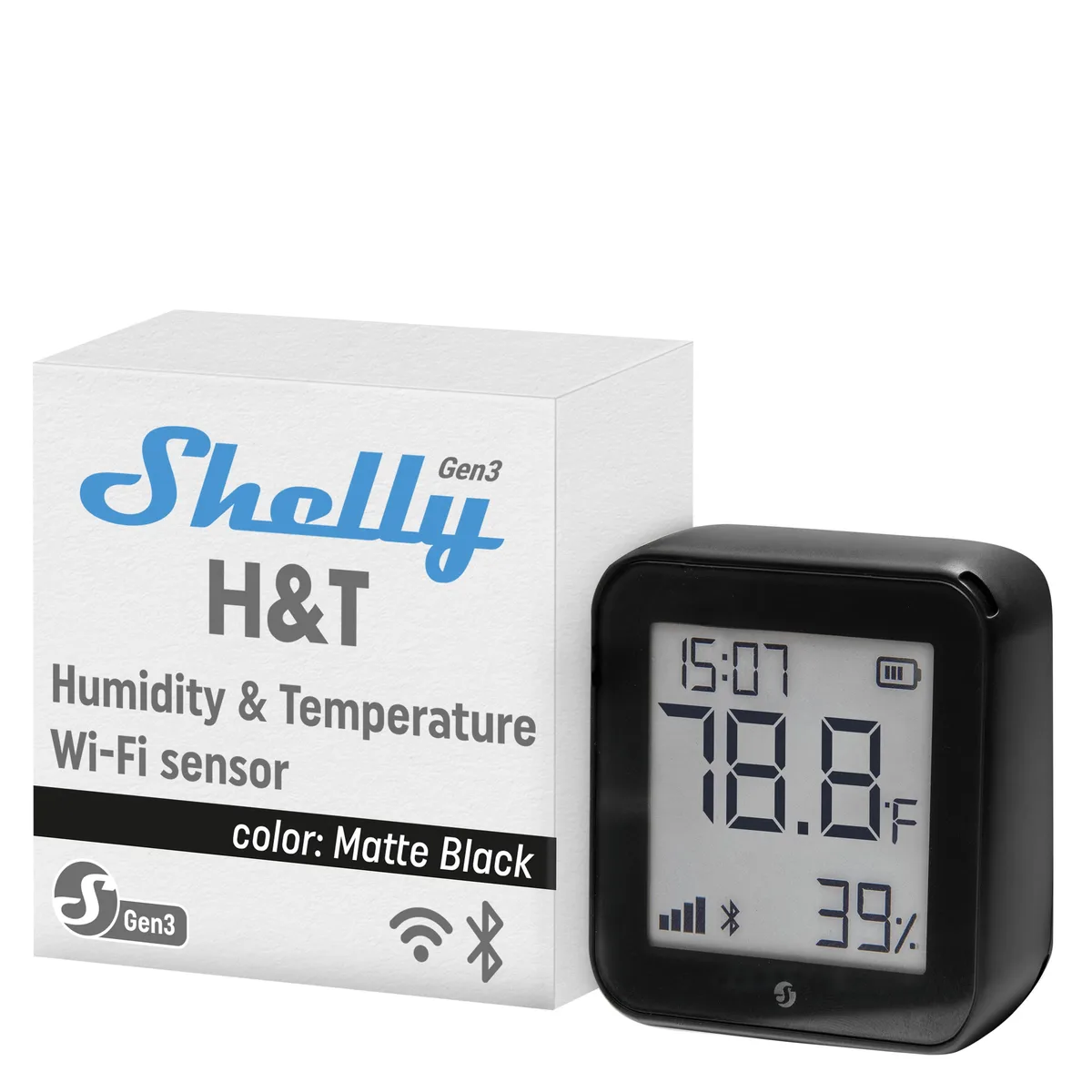 Shelly Shelly H&amp;T Gen 3 Temperature Humidity Sensor Black — product photo