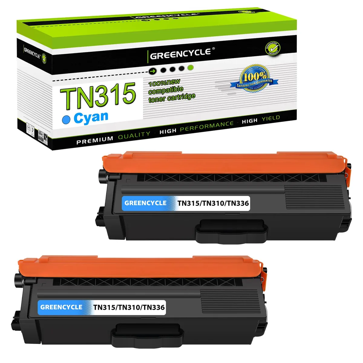 GREENCYCLE GREENCYCLE TN315 Cyan Toner Cartridge 2 Pack 3500 Pages — product photo