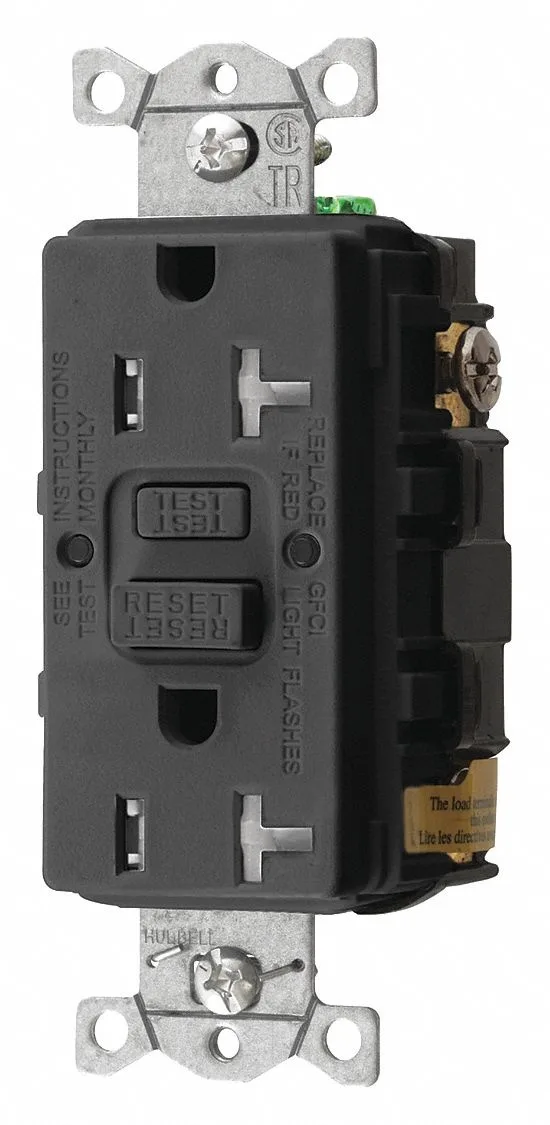 Hubbell Incorporated Hubbell Incorporated GFRTR20BLK GFCI Receptacle 20A 125V Black Nylon — product photo