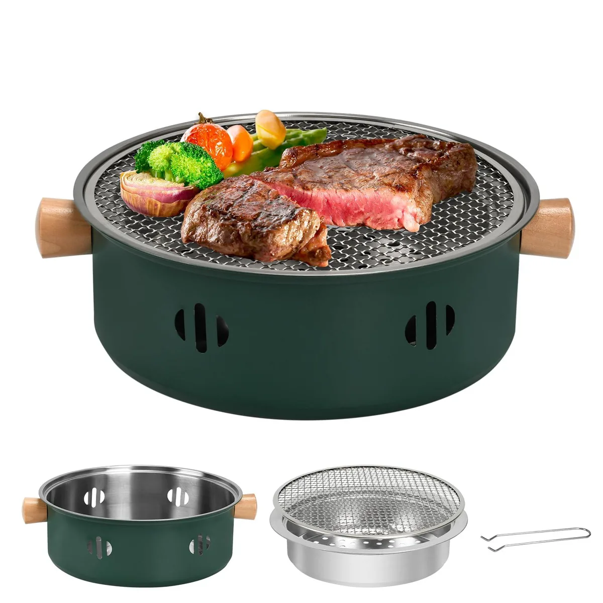  BSDLZCH Portable Charcoal BBQ Grill Green 11in 95.033sq in — product photo