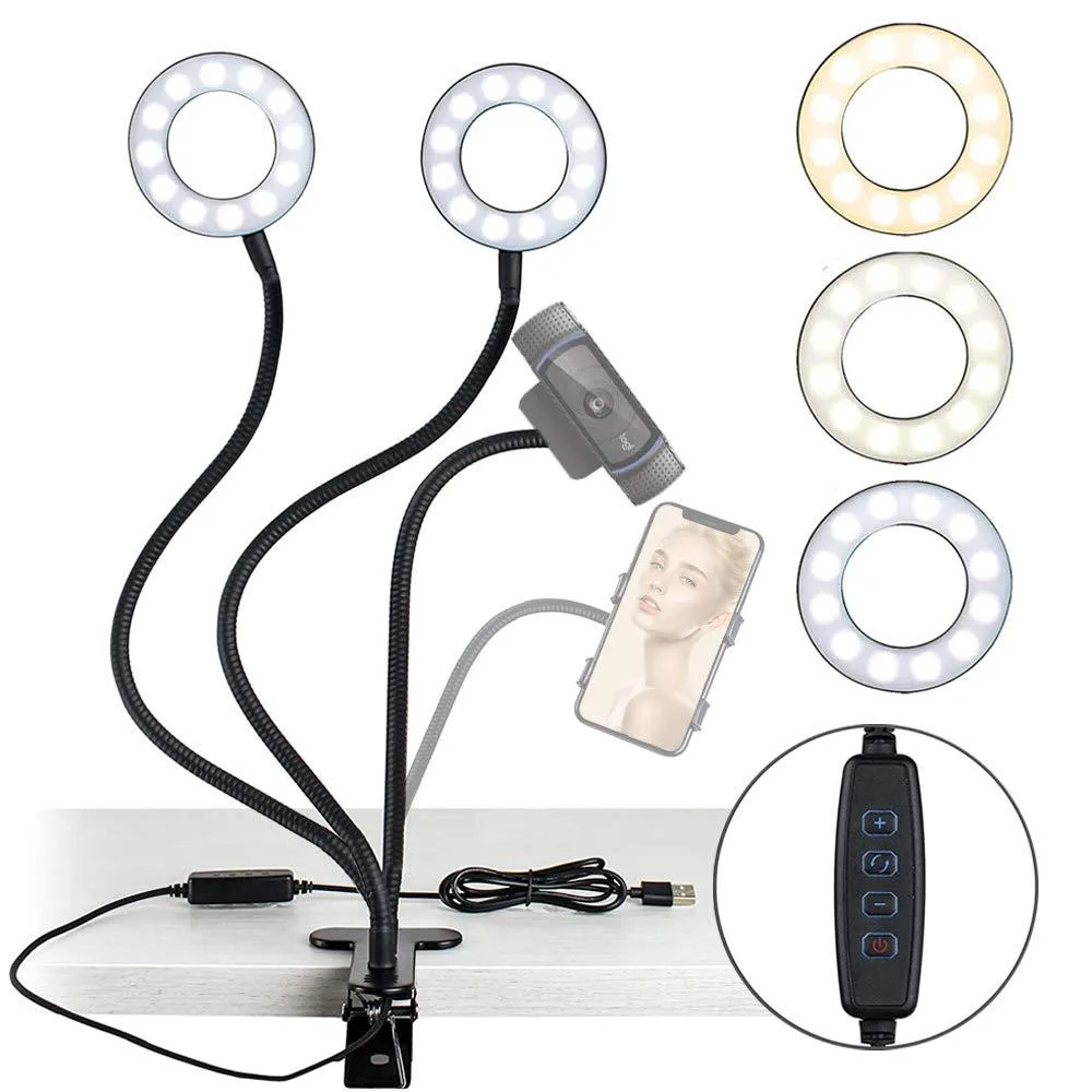 Neewer NexiGo-RINGLIT-HD3S-2 Dual 3.5 Inch LED Ring Light with Tripod Stand — product photo