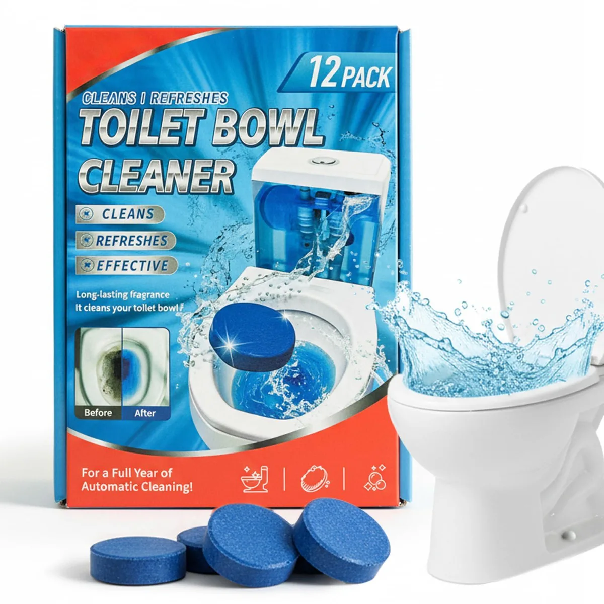 Blue Automatic Toilet Tank Cleaners — product photo