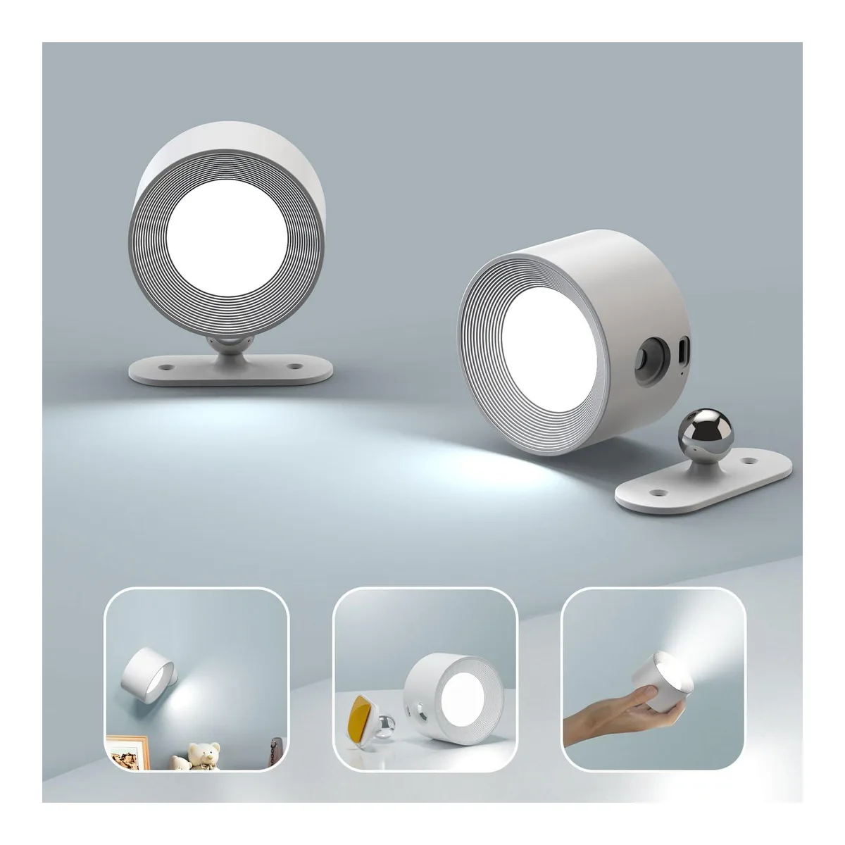 Black square wall sconce with magnetic rotating head 2.3 by 7.4 inches