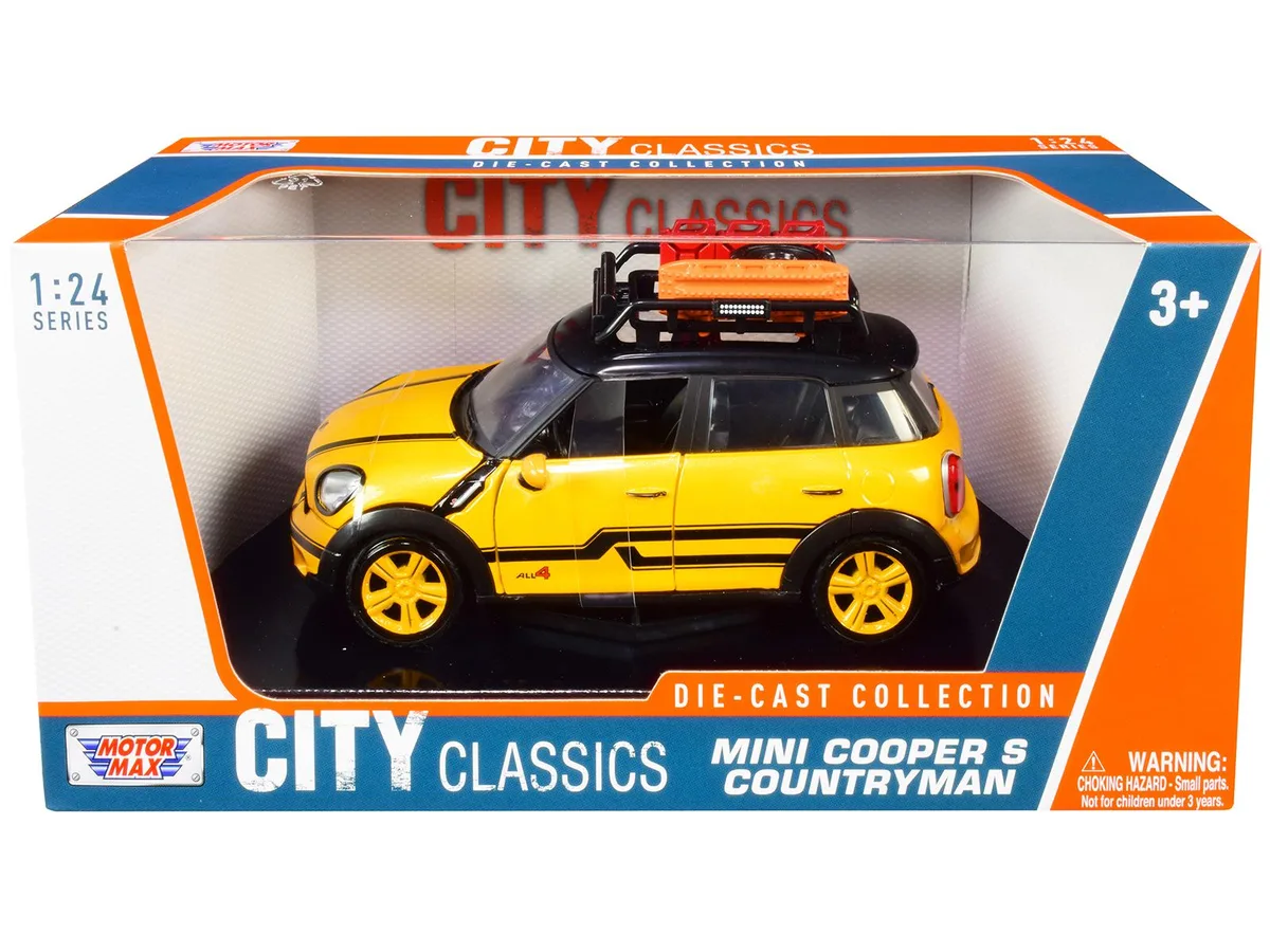 MOTORMAX MOTORMAX Mini Cooper S Countryman 1/24 Diecast Yellow Metallic &amp; Black City Classics — product photo