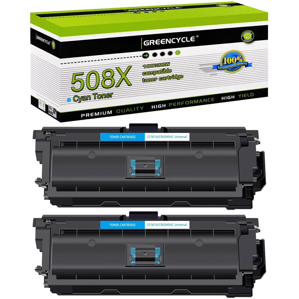 GREENCYCLE GREENCYCLE 508X CF361X Cyan Toner Cartridge 2 Pack — product photo