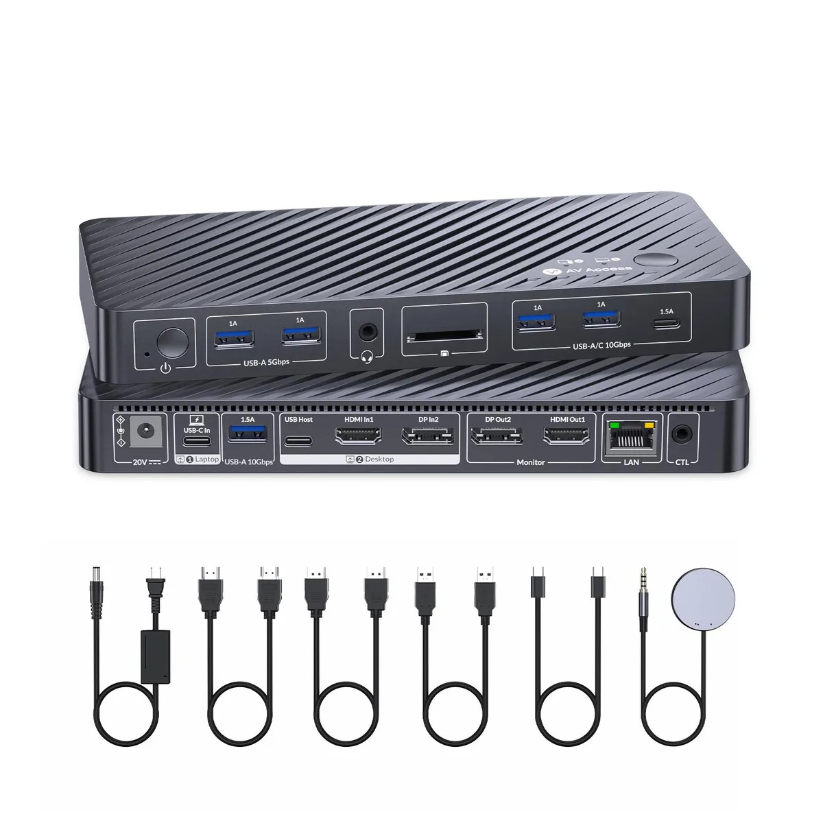v AV Access v AV Access iDock B10 KVM Switch Dual Monitor 8K 100W USB-C Docking — product photo