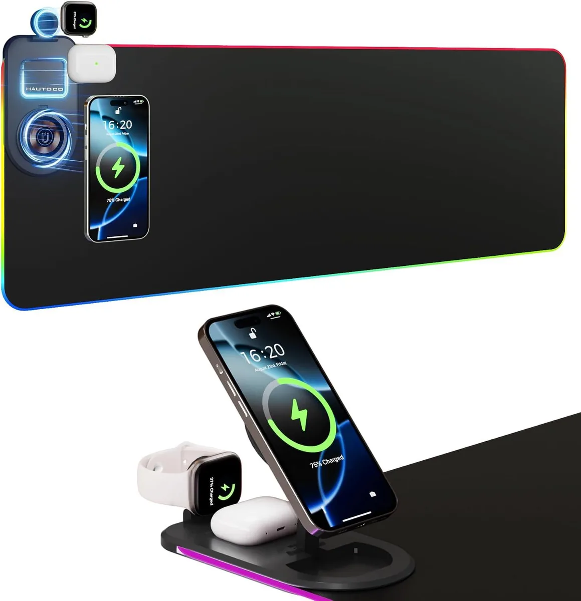 BAOFENG BAOFENG Wireless Charging Mouse Pad 15W RGB 35.4x11.8 Black — product photo