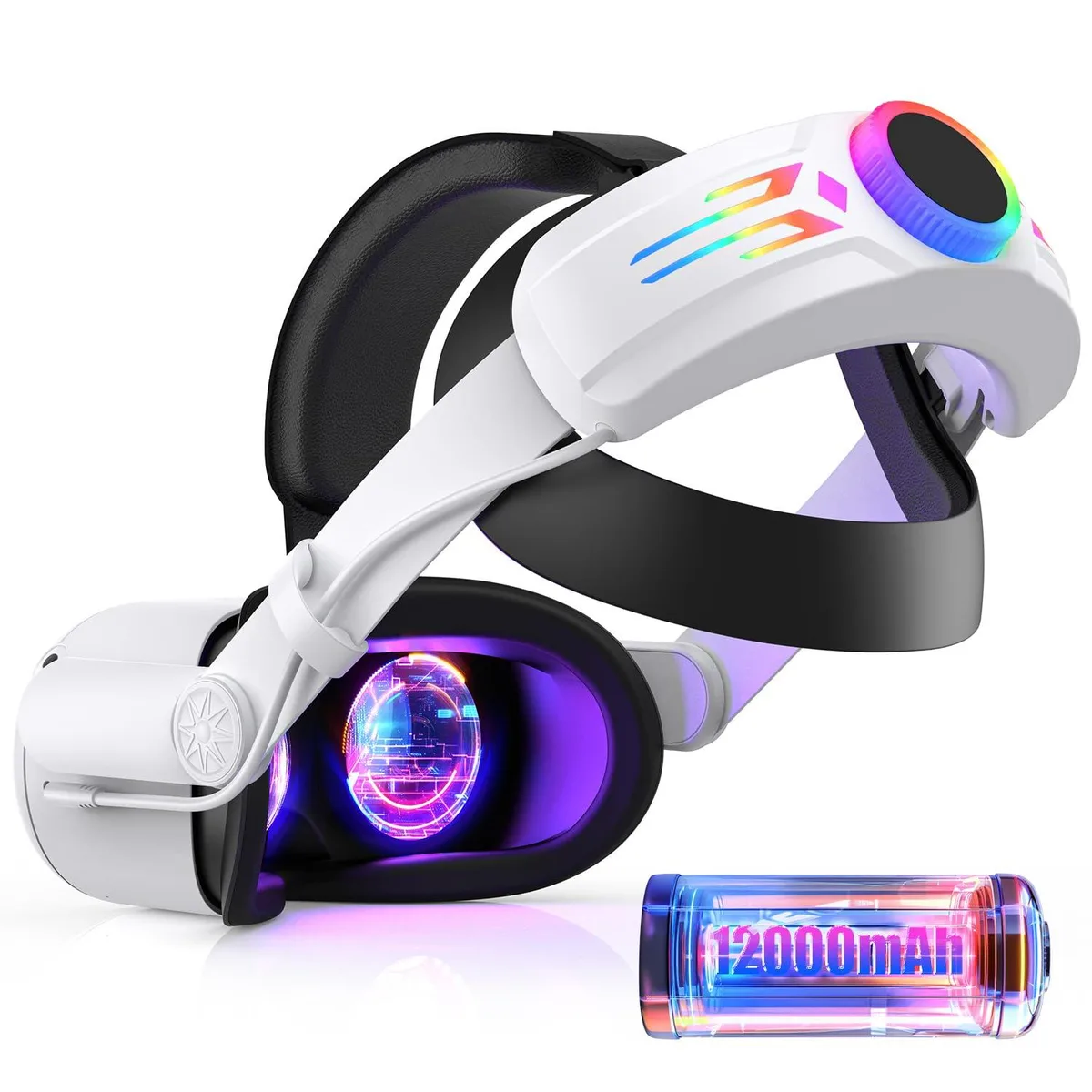  BROKELIT RGB Head Strap 12000mAh White vr accessory — product photo