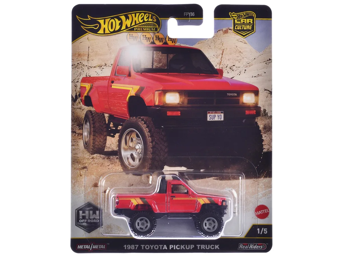 Hot Wheels Hot Wheels 1987 Toyota Pickup Truck Red with Stripes HW Off Road Diecast Hobby Collectible — product photo