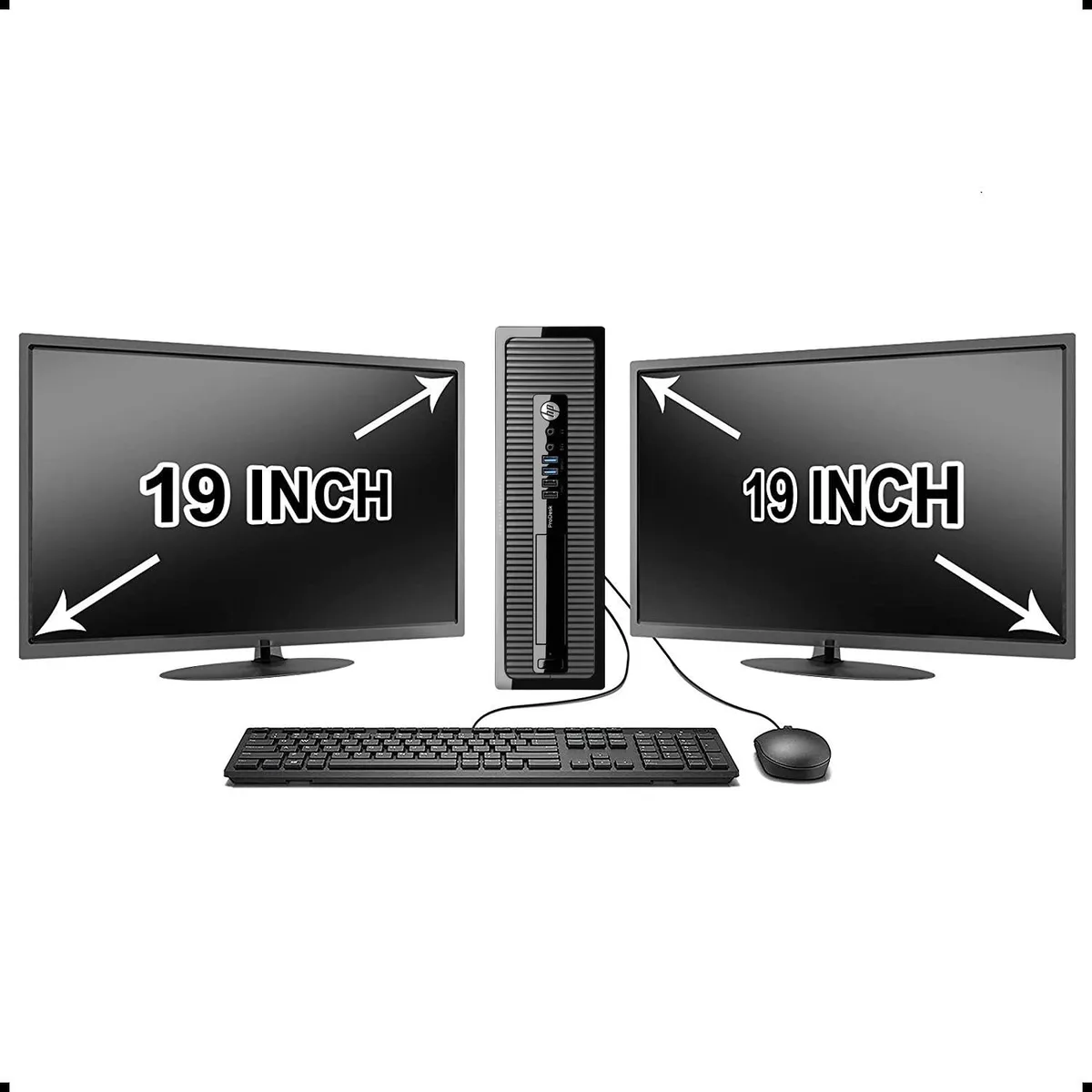 HP HP ProDesk 400 G1 4GB RAM Dual 19" Monitor WiFi Security Lock Accessory — product photo