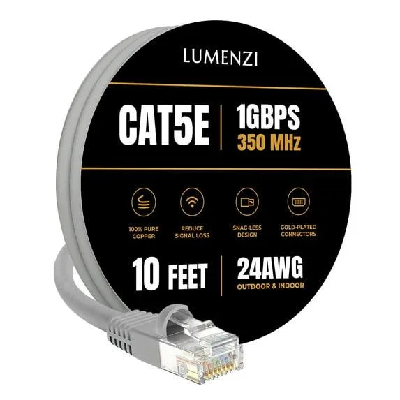 Lumenzi Lumenzi Cat 5e Ethernet Cable 10 FT Grey 350 MHz Shielded — product photo