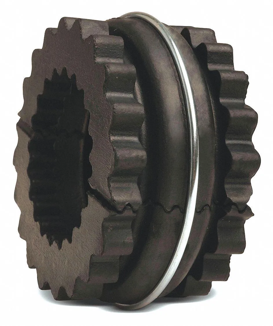 Black EPDM rubber sleeve coupling insert, two-piece design with retaining ring