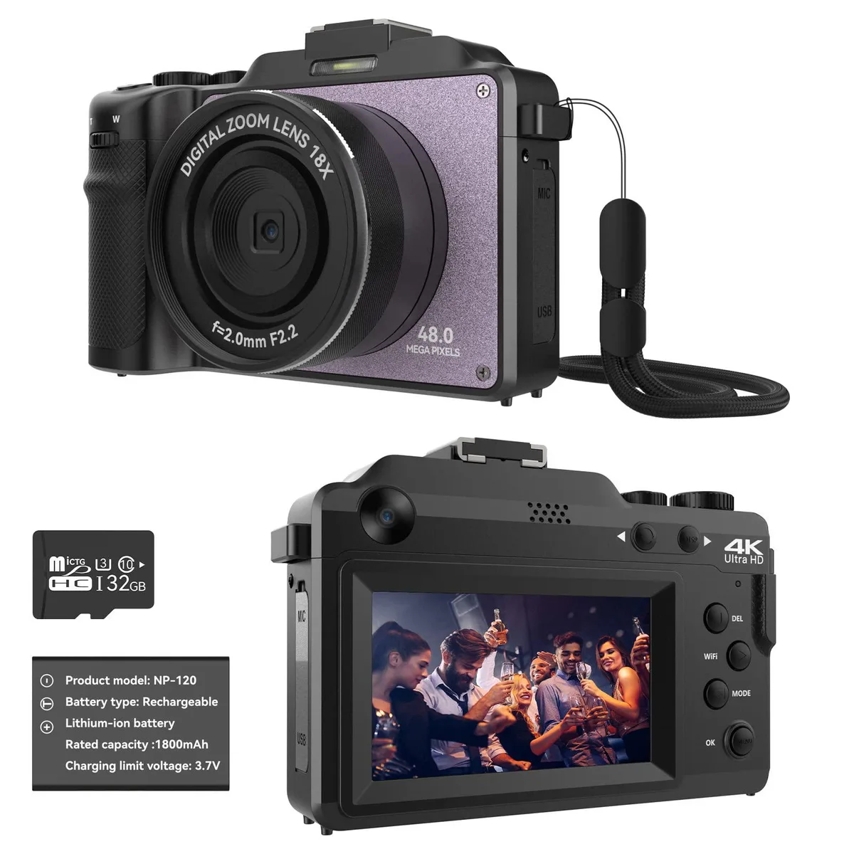 BOYIFZ BOYIFZ 48MP 4K Dual Camera 18x Zoom 32GB Lilac Violet — product photo