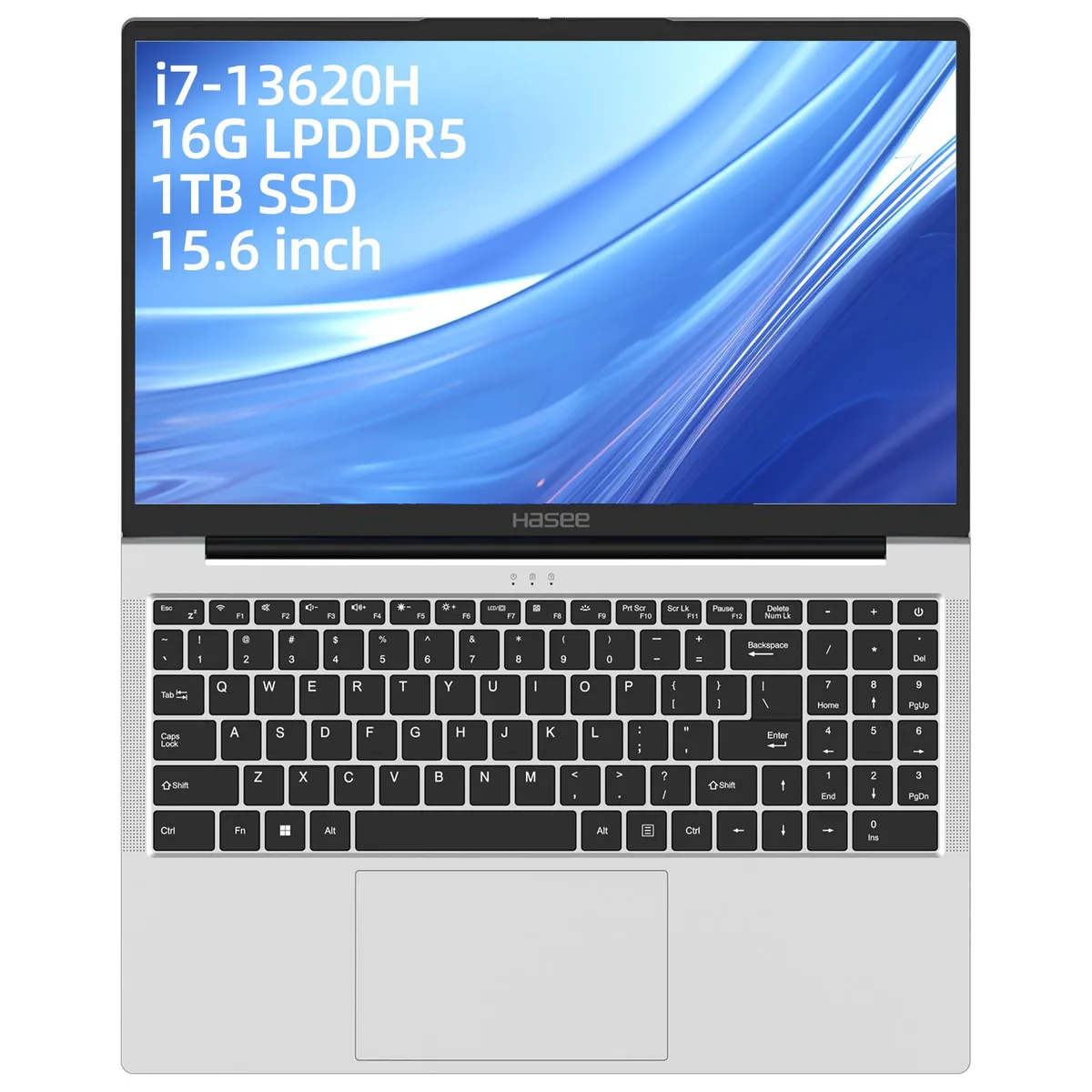 Hasee Hasee X5 laptop Intel Core i7-13620H 16GB LPDDR5 1TB PCIe4.0 SSD 15.6" FHD IPS 60Hz Silvery — product photo
