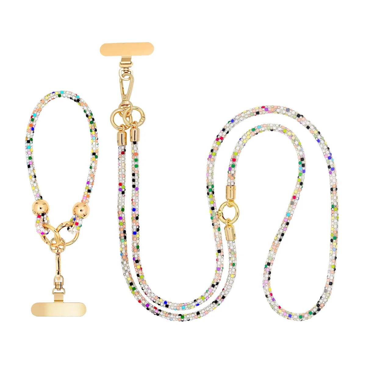  Crystal Phone Strap Crossbody Wrist Anti Theft Layered Strap Crossbody Neckwear — product photo