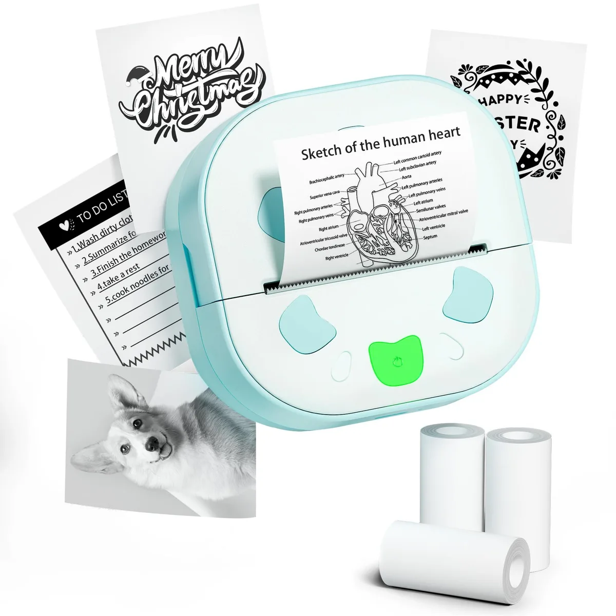 Compact white square thermal sticker printer, 57 mm labels, pocket size
