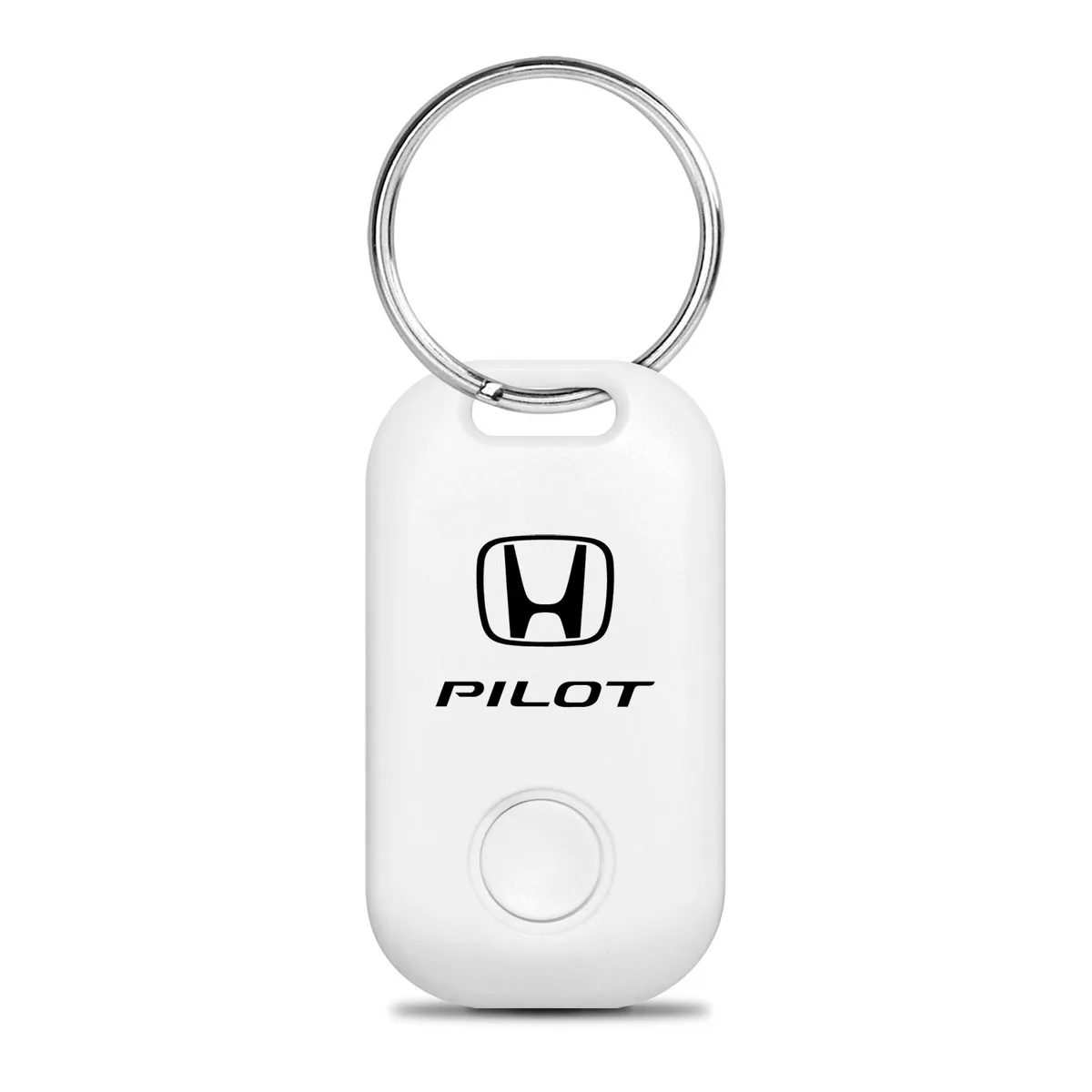 Black rectangular Bluetooth tracker with Honda Pilot logo, key-ring hole, about 1-1/4 by 2 inches