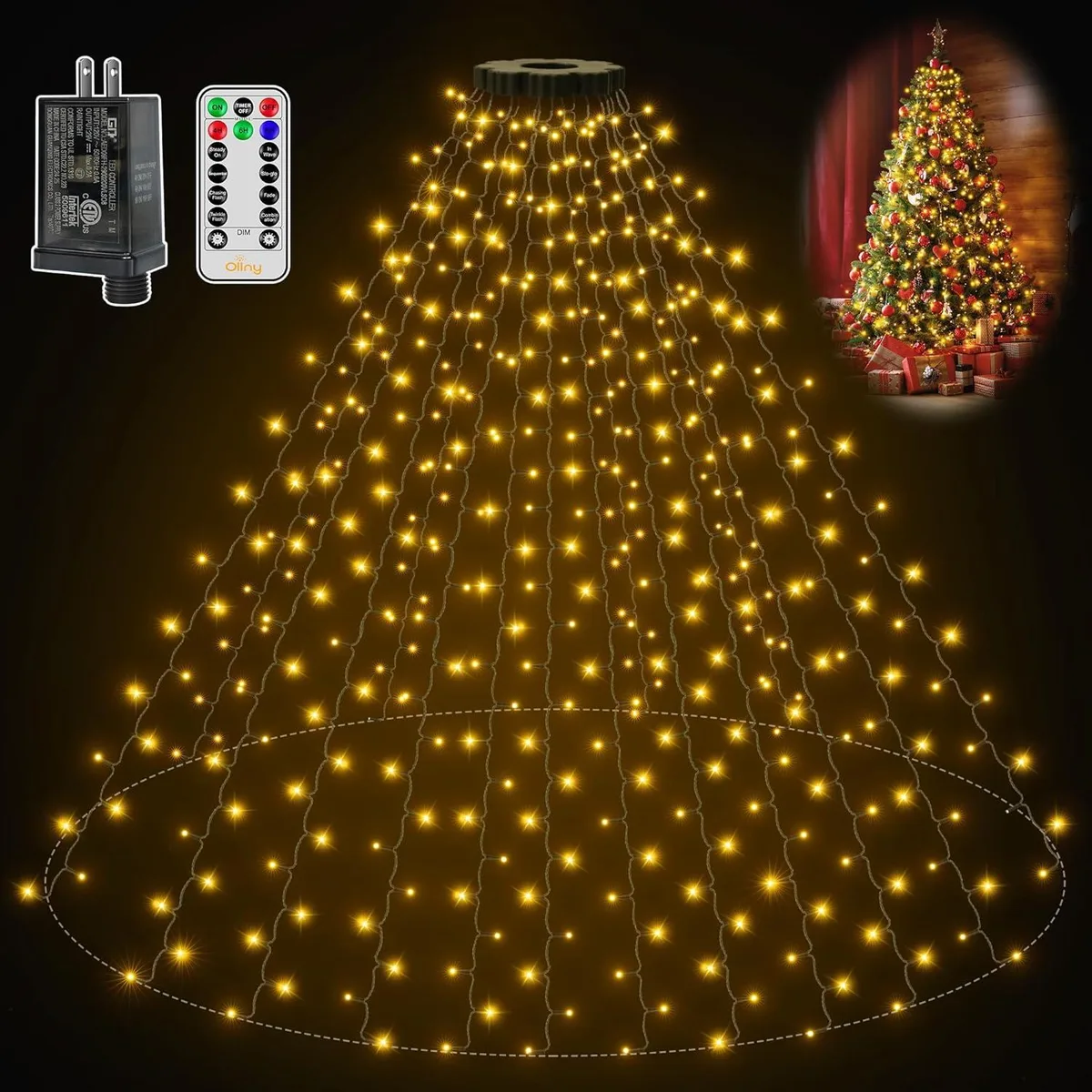 BFKK BFKK 400LED Christmas Tree Lights 16 Strings 8.2ft Warm White IP44 — product photo
