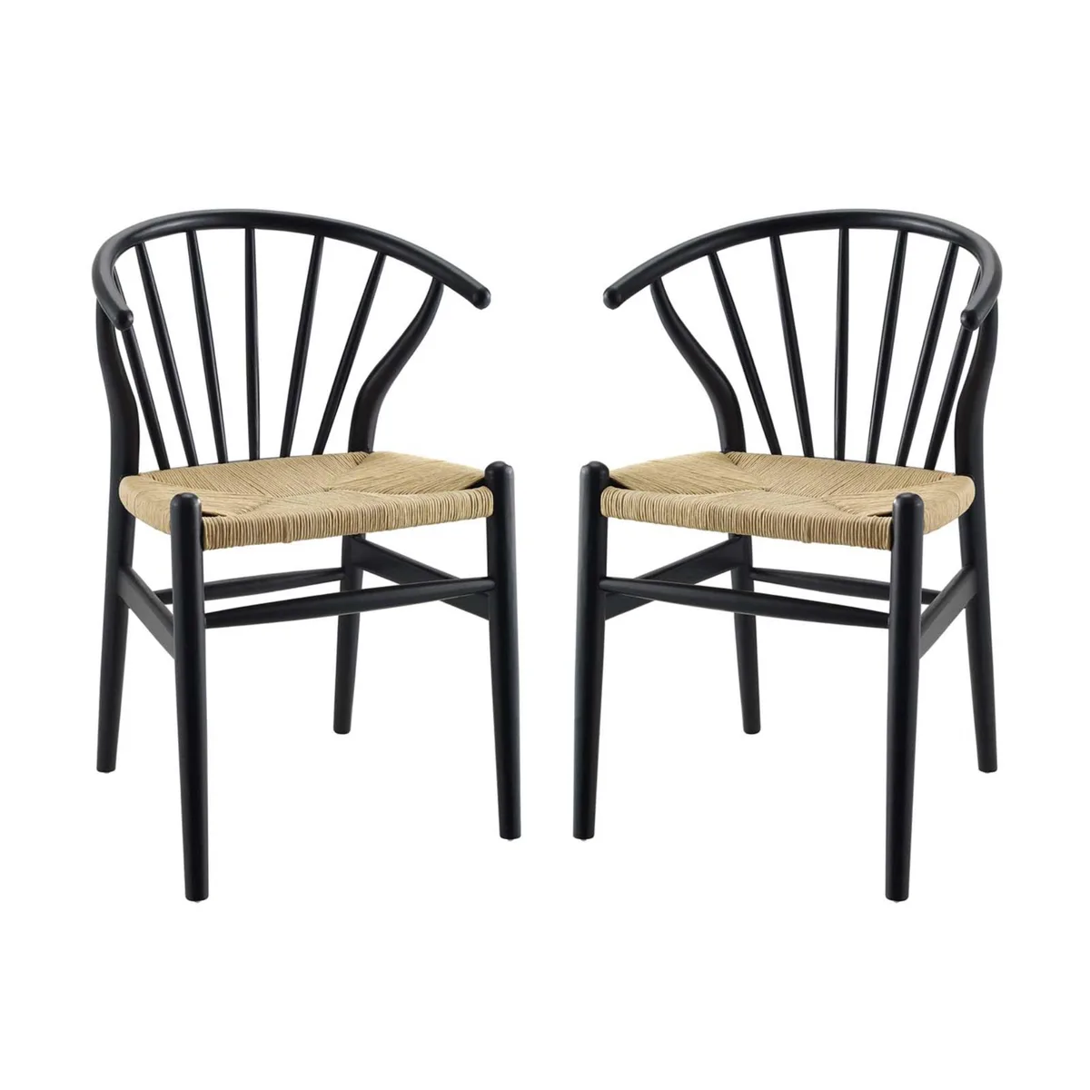 LexMod LexMod Flourish Spindle Dining Side Chair Set of 2 Black — product photo