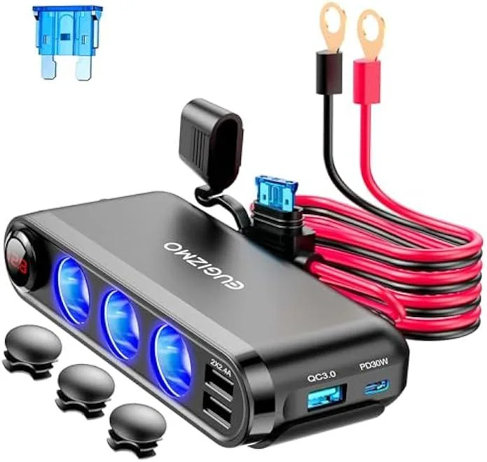 iworkmart iworkmart 12V 200W 3-Socket Car Charger Splitter Red — product photo