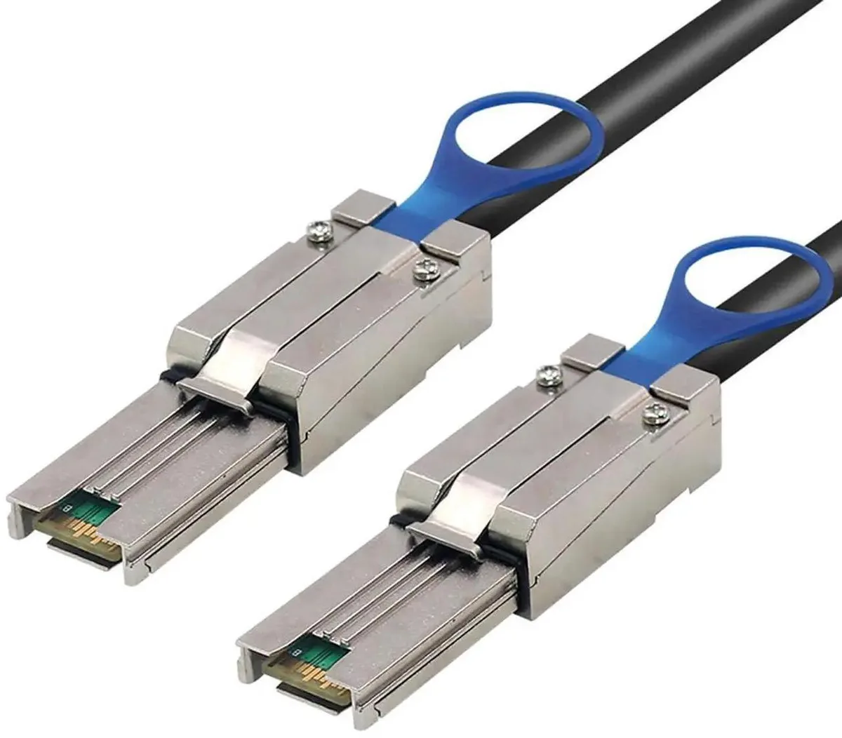 Short .5m Mini SAS HD SFF-8088 26P stacking cable with blue connectors