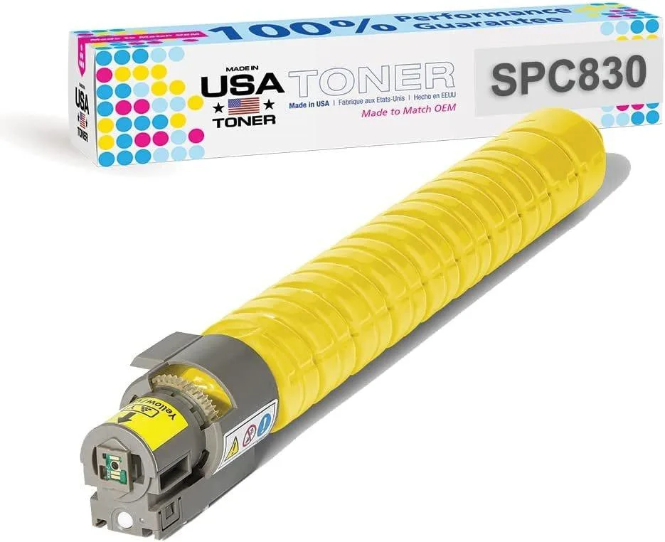 MADE IN USA TONER MADE IN USA TONER Yellow Toner Cartridge for Ricoh SP C830dn SP C831dn 821182 821118 — product photo